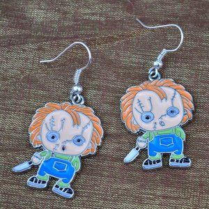 halloween horror movie monster enamel pierced earrings Chucky Child's Play (5025